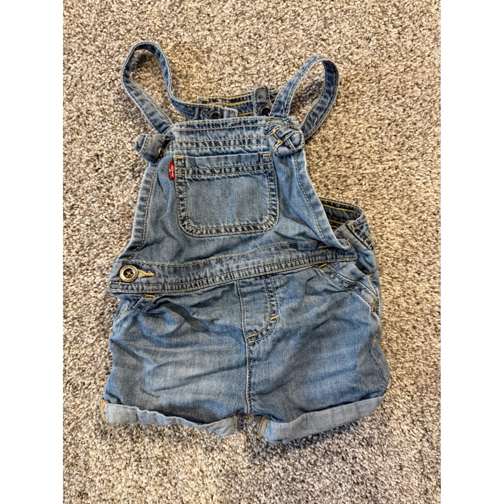 Levi's Baby Denim Shortall Overalls 24M Blue Jean Shorts‎ Infant Girl Outfit